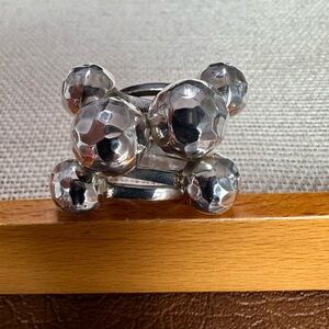 Sterling silver large hammered balls ring. Size 9.5